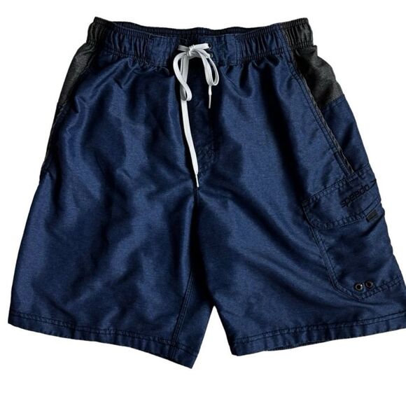 Speedo Mens Swim Trunks Blue Gray Shorts SZ M - Picture 1 of 14